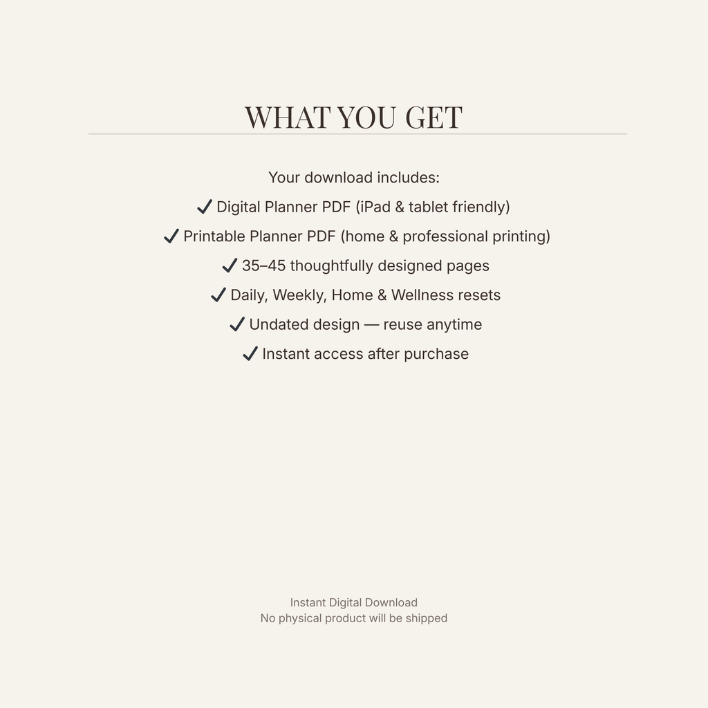 Hoy Haus Reset Planner (Digital + Printable)- A Digital System for Intentional Living